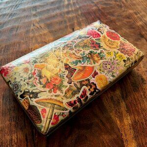 Vintage Travel Jewelry Case With Decoupaged Floral & Botanical Top